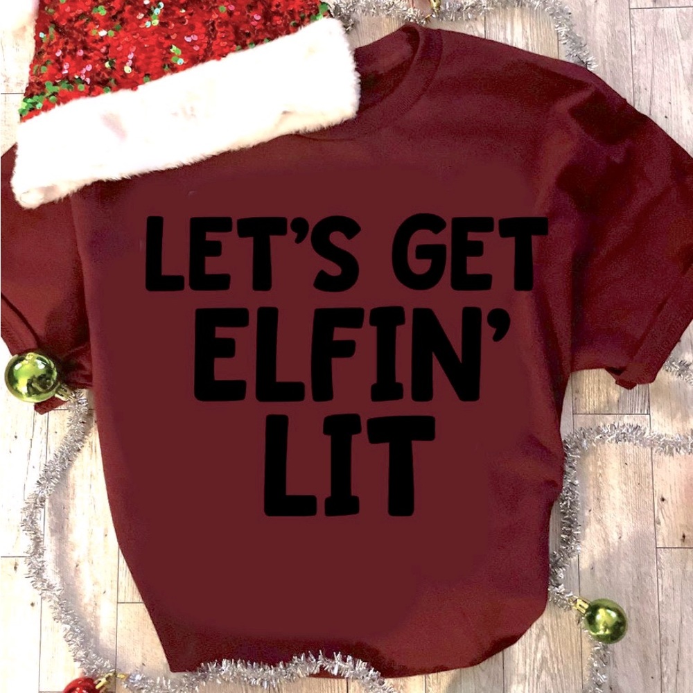 Custom made holiday tees with punny phrases, get it?
